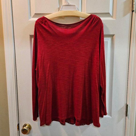Women's Red Embellished Tunic - Plus Size 3X/24 - Picture 5 of 7